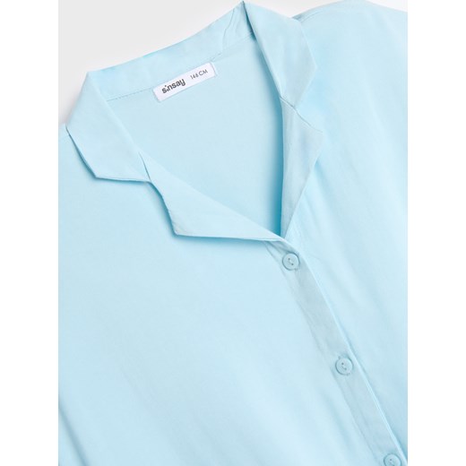 Sinsay - Koszula wiązana w talii - błękitny Sinsay 140 Sinsay