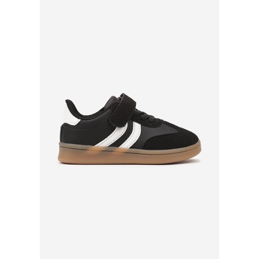 Czarne Buty Sportowe z Paskami na Boku i Zapięciem na Rzep Wenoria ze sklepu born2be.pl w kategorii Buty sportowe dziecięce - zdjęcie 178204779