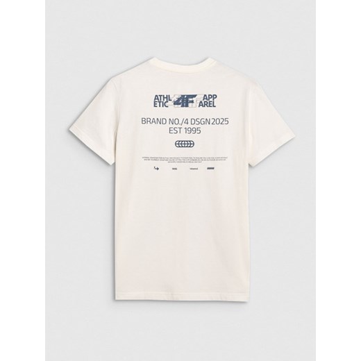 Męski t-shirt  z nadrukiem 4F 4FRSS25TTSHM2733 - biały ze sklepu Sportstylestory.com w kategorii T-shirty męskie - zdjęcie 178205045