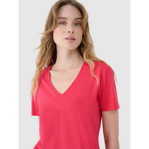 Damski t-shirt basic 4F4FWSS25TTSHF1992 - różowy ze sklepu Sportstylestory.com w kategorii Bluzki damskie - zdjęcie 178205136