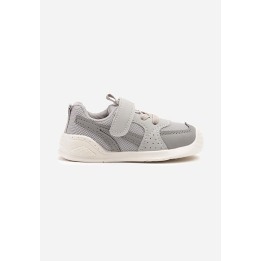 Szare Buty Sportowe Sneakersy z Zapięciem na Rzep Elisona ze sklepu born2be.pl w kategorii Buty sportowe dziecięce - zdjęcie 178206156