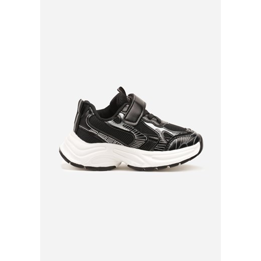 Czarne Buty Sportowe Sneakersy z Rzepem i Siateczkowymi Wstawkami Benirla ze sklepu born2be.pl w kategorii Buty sportowe dziecięce - zdjęcie 178206159