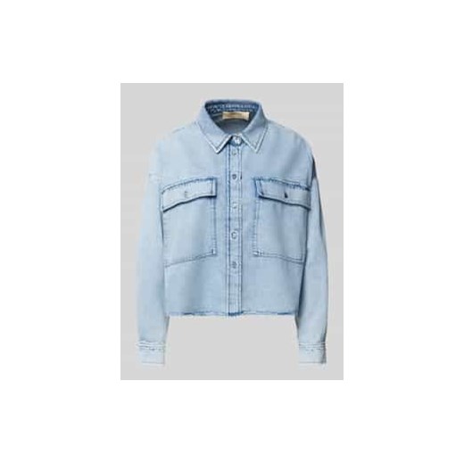 Bluzka jeansowa o kroju regular fit z wykładanym kołnierzem model ‘ZEMIRA’ ze sklepu Peek&Cloppenburg  w kategorii Koszule damskie - zdjęcie 178209018
