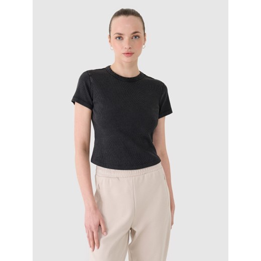 Damski t-shirt basic 4F 4FRSS25TTSHF2696 - czarny ze sklepu Sportstylestory.com w kategorii Bluzki damskie - zdjęcie 178209597