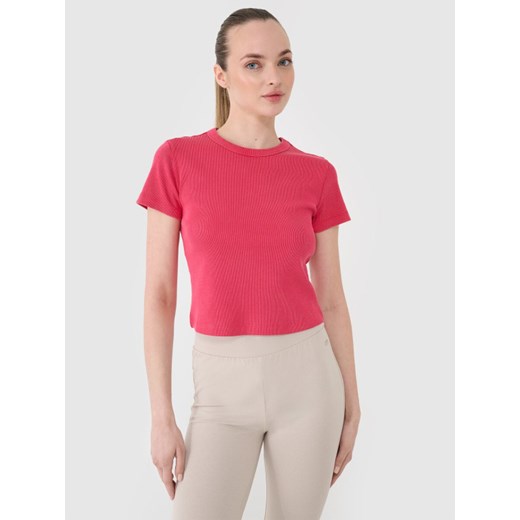 Damski t-shirt basic 4F 4FRSS25TTSHF2696 - różowy ze sklepu Sportstylestory.com w kategorii Bluzki damskie - zdjęcie 178209628