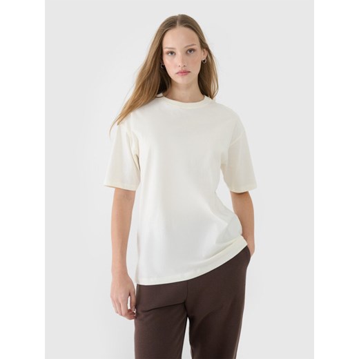Damski t-shirt oversize 4F 4FRSS25TTSHF2694 - biały ze sklepu Sportstylestory.com w kategorii Bluzki damskie - zdjęcie 178209678