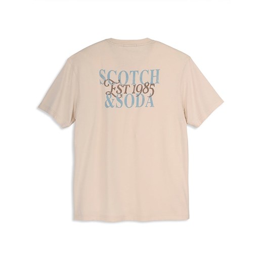 T-shirt męski beżowy SCOTCH&SODA z krótkimi rękawami