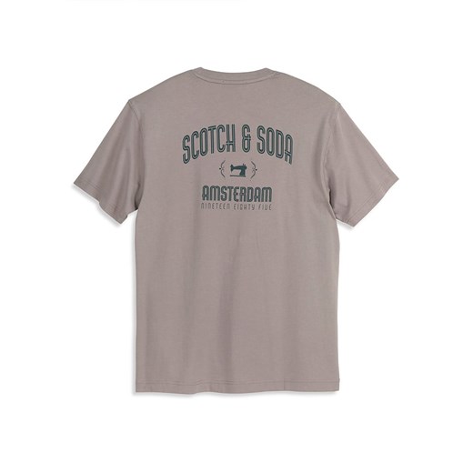 SCOTCH&SODA t-shirt męski szary casual z krótkim rękawem