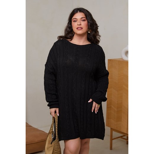 Curvy Lady Sukienka dzianinowa w kolorze czarnym ze sklepu Limango Polska w kategorii Sukienki - zdjęcie 178212177