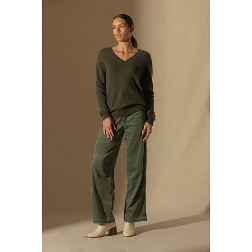 Sweter damski Perfect Cashmere jesienny casualowy z dekoltem w serek