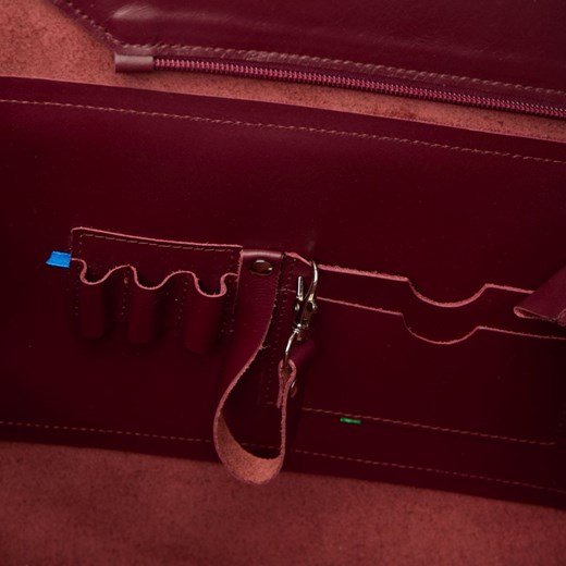 bordowa torebka damska  skórzana zapinana na zamek shopper 32x54/32(po złożeniu boków)x16cm wyprzedaż Słoń Torbalski