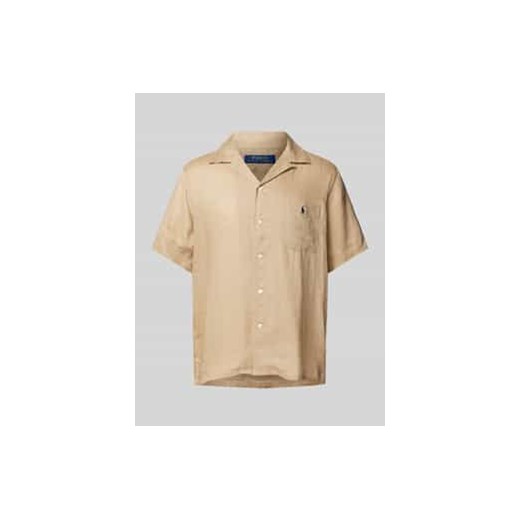 Koszula lniana o kroju custom fit z kołnierzykiem typu resort ze sklepu Peek&Cloppenburg  w kategorii Koszule męskie - zdjęcie 178214079
