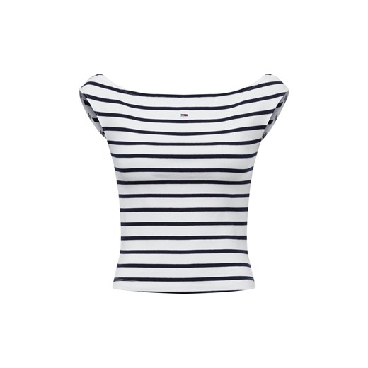 Tommy Jeans Top damski Kobiety Bawełna biały w paski ze sklepu vangraaf w kategorii Bluzki damskie - zdjęcie 178215907