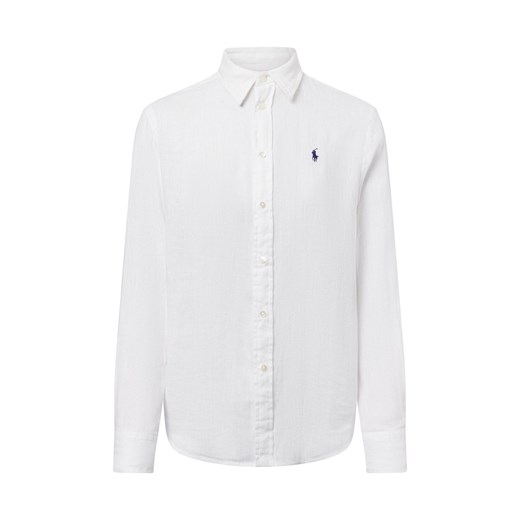 Polo Ralph Lauren Lniana bluzka damska Kobiety len biały jednolity ze sklepu vangraaf w kategorii Koszule damskie - zdjęcie 178215948