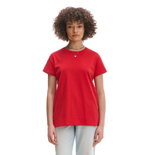 Cropp - Czerwona koszulka oversize - czerwony ze sklepu Cropp w kategorii Bluzki damskie - zdjęcie 178216128