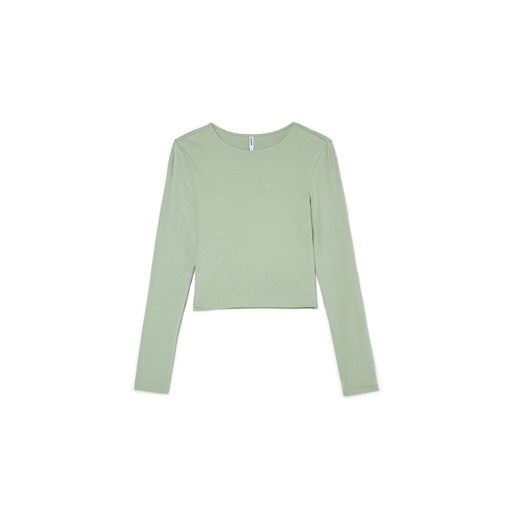 Cropp - Zielona krótka koszulka longsleeve - zielony Cropp XS Cropp