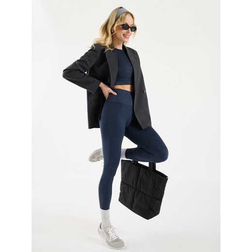 Sinsay - Crop top z długim rękawem - granatowy Sinsay L Sinsay