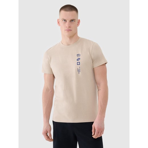 Męski t-shirt z nadrukiem 4F 4FRSS25TTSHM2689 - beżowy ze sklepu Sportstylestory.com w kategorii T-shirty męskie - zdjęcie 178218556