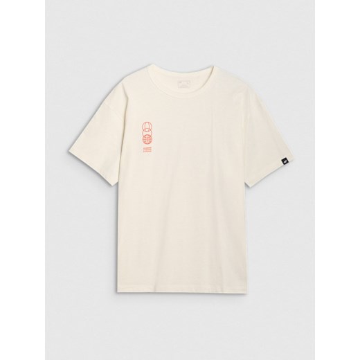 Męski t-shirt oversize 4F 4FRSS25TTSHM2652 - beżowy ze sklepu Sportstylestory.com w kategorii T-shirty męskie - zdjęcie 178218587