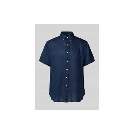 Koszula lniana o kroju custom fit z kołnierzykiem typu button down ze sklepu Peek&Cloppenburg  w kategorii Koszule męskie - zdjęcie 178218697