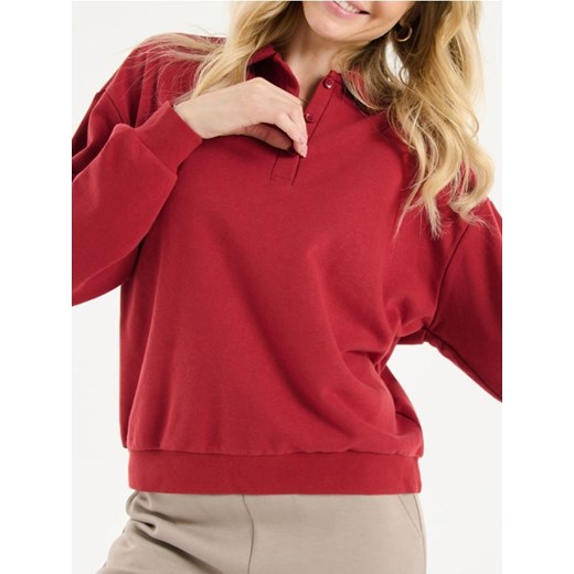 Sinsay - Bluza z kołnierzykiem - czerwony ze sklepu Sinsay w kategorii Bluzy damskie - zdjęcie 178220425