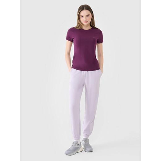Damski t-shirt basic 4F 4FWSS25TTSHF2351 - fioletowy ze sklepu Sportstylestory.com w kategorii Bluzki damskie - zdjęcie 178220936