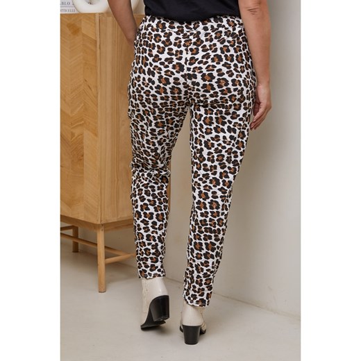 Curvy Lady Spodnie w kolorze biało-brązowym Curvy Lady 44/46 Limango Polska wyprzedaż