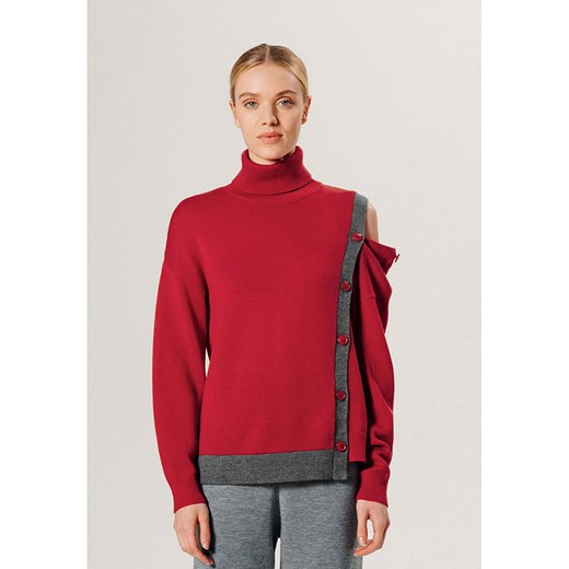 Rodier Wełniany sweter w kolorze czerwono-antracytowym ze sklepu Limango Polska w kategorii Swetry damskie - zdjęcie 178224846