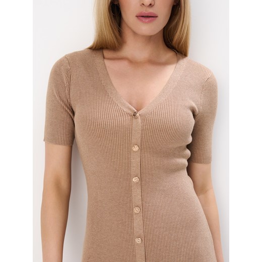 Mohito - Swetrowa beżowa sukienka midi - beżowy Mohito M Mohito