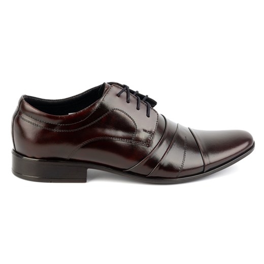 Buty męskie wizytowe skórzane 201 bordowe ze sklepu butyolivier w kategorii Buty eleganckie męskie - zdjęcie 178225977