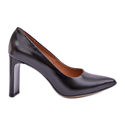 Lewski Shoes Eleganckie Czółenka Ze Skóry Naturalnej Na Słupku Lewski 2659/2043 Czarne ze sklepu ButyModne.pl w kategorii Czółenka - zdjęcie 178226969