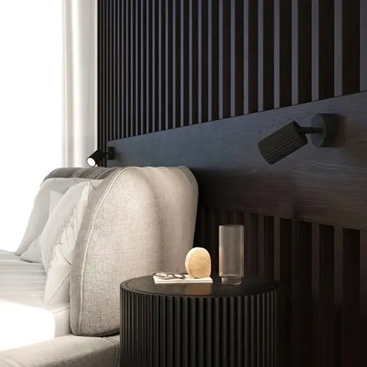 Czarny metalowy kinkiet karbowany - D290-Avium Lumes One Size Edinos.pl