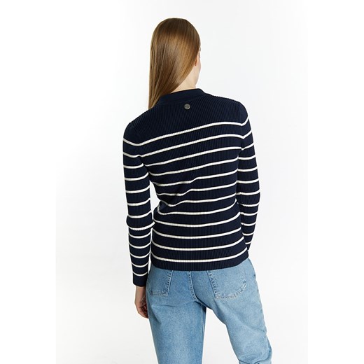 DreiMaster Sweter w kolorze granatowo-białym Dreimaster M/L Limango Polska wyprzedaż