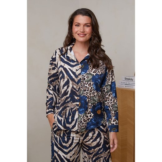 Curvy Lady Koszula w kolorze beżowo-granatowym Curvy Lady 44/46 promocja Limango Polska