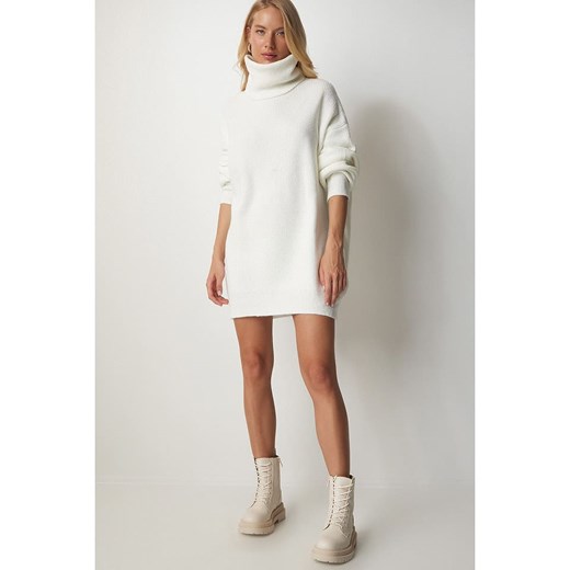 Happiness Istanbul Sukienka dzianinowa w kolorze białym Happiness Istanbul onesize Limango Polska wyprzedaż