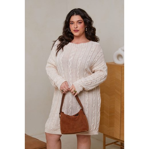 Curvy Lady Sukienka dzianinowa w kolorze beżowym ze sklepu Limango Polska w kategorii Sukienki - zdjęcie 178232196