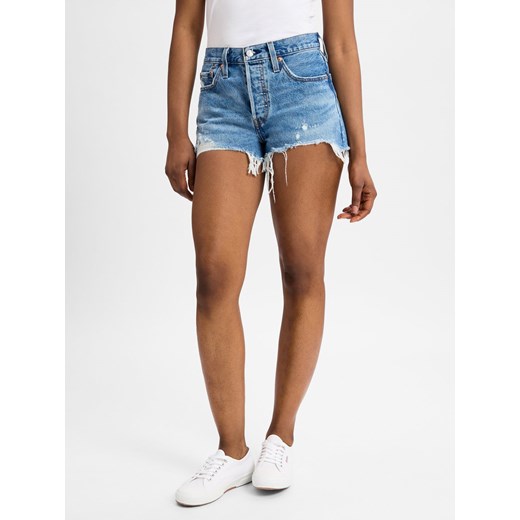Levi's Damskie szorty dżinsowe - 501 Kobiety Bawełna medium stone jednolity ze sklepu vangraaf w kategorii Szorty - zdjęcie 178241128