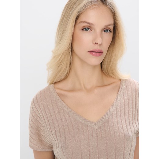 Mohito - Beżowy sweter z metalizowaną nitką - sand Mohito XS Mohito