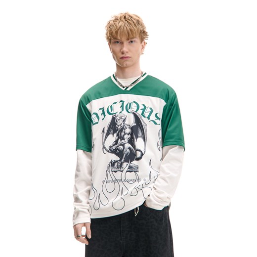 Cropp - Wzorzysty T-shirt w sportowym stylu UNISEX - zielony ze sklepu Cropp w kategorii T-shirty męskie - zdjęcie 178241487