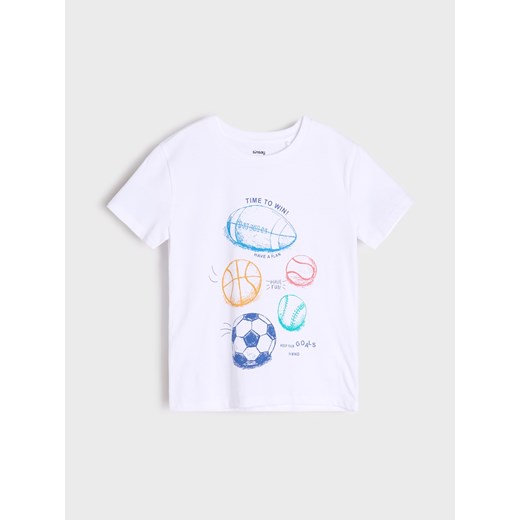 Sinsay - Bawełniana piżama dwuczęściowa ze sportowym motywem - biały Sinsay 104 Sinsay