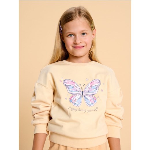Sinsay - Bluza z nadrukiem - beżowy ze sklepu Sinsay w kategorii Bluzy dziewczęce - zdjęcie 178252777