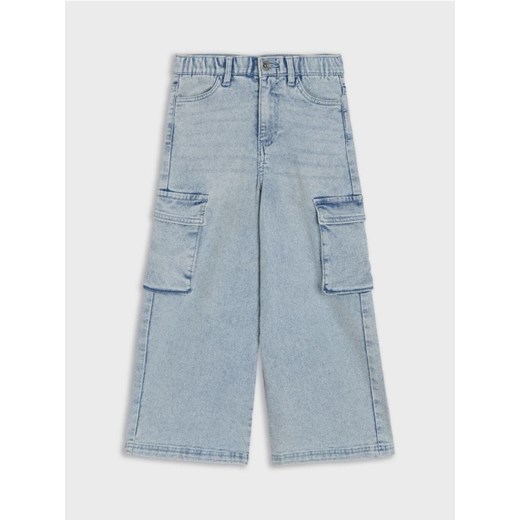 Sinsay - Jeansy wide leg cargo - niebieski ze sklepu Sinsay w kategorii Spodnie dziewczęce - zdjęcie 178252795