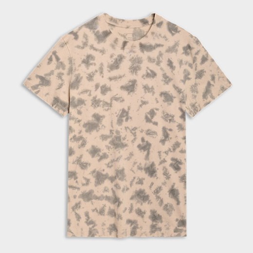 Męski t-shirt oversize z nadrukiem 4F 4FRSS25TTSHM2730 - beżowy M Sportstylestory.com