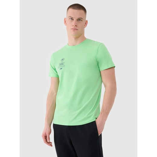 Męski t-shirt z nadrukiem 4F 4FRSS25TTSHM2690 - zielony ze sklepu Sportstylestory.com w kategorii T-shirty męskie - zdjęcie 178253279