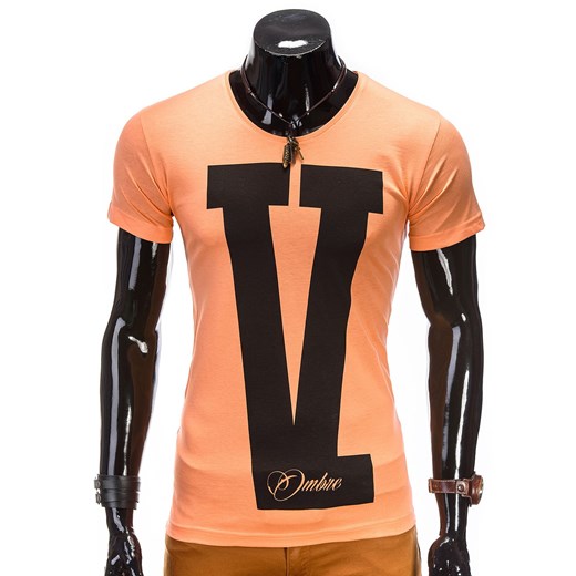 T-SHIRT S423 - POMARAŃCZOWA ombre pomaranczowy T-shirty męskie z krótkim rękawem