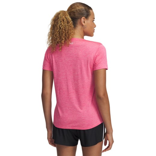 Damska koszulka treningowa Under Armour Tech SSV- Twist - różowa ze sklepu Sportstylestory.com w kategorii Bluzki damskie - zdjęcie 178253446