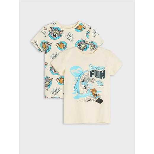 Sinsay - Koszulki Tom i Jerry 2 pack - kremowy ze sklepu Sinsay w kategorii T-shirty chłopięce - zdjęcie 178253896