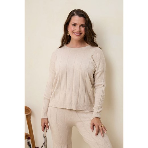 Curvy Lady Sweter w kolorze beżowym Curvy Lady 44/46 Limango Polska wyprzedaż