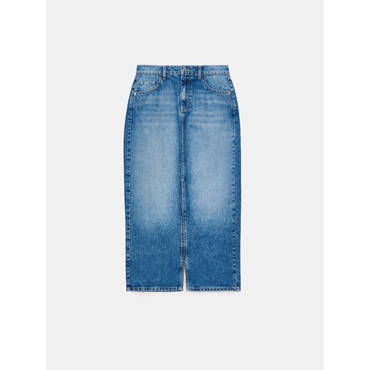 Mohito - Jeansowa spódnica midi - niebieski ze sklepu Mohito w kategorii Spódnice - zdjęcie 178263157