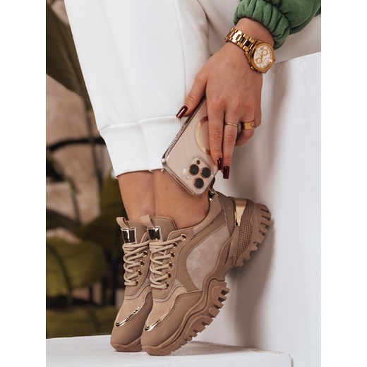 Sneakersy damskie LIZZE khaki Dstreet ZY0455 ze sklepu DSTREET.PL w kategorii Buty sportowe damskie - zdjęcie 178264249